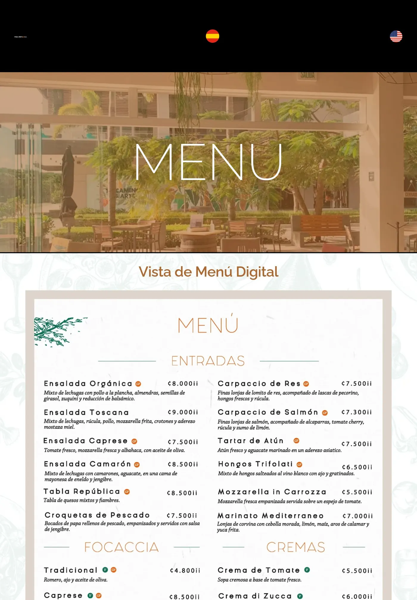 Pizza República en tableta